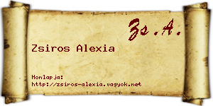 Zsiros Alexia névjegykártya